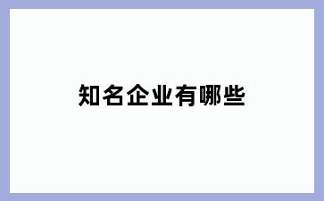 知名企业有哪些