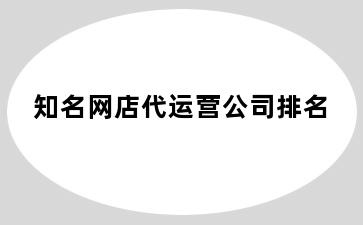 知名网店代运营公司排名