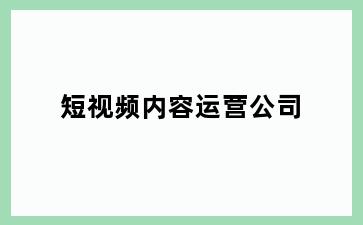 短视频内容运营公司