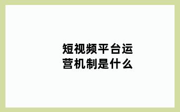 短视频平台运营机制是什么
