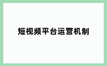 短视频平台运营机制