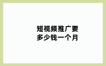 短视频推广要多少钱一个月