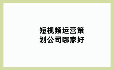 短视频运营策划公司哪家好