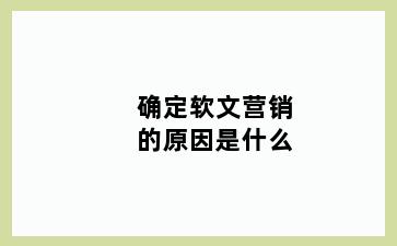 确定软文营销的原因是什么