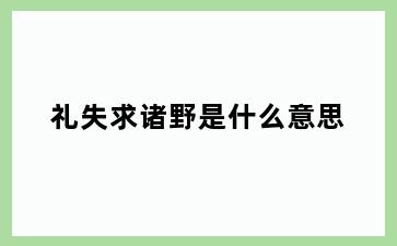 礼失求诸野是什么意思