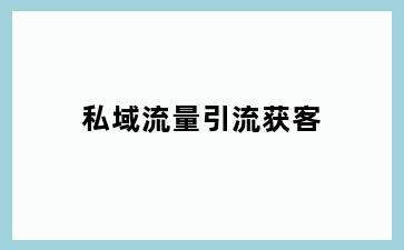 私域流量引流获客