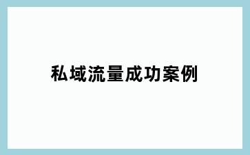 私域流量成功案例