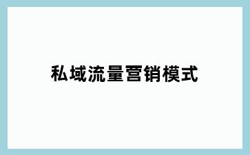 私域流量营销模式