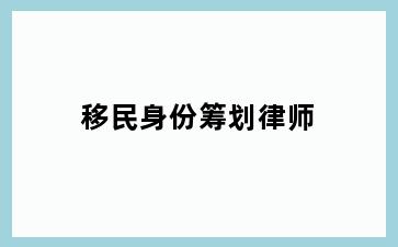 移民身份筹划律师
