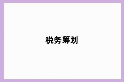 税务筹划