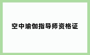 空中瑜伽指导师资格证