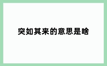 突如其来的意思是啥