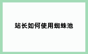 站长如何使用蜘蛛池