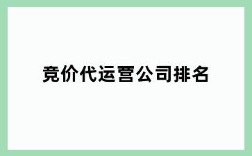 竞价代运营公司排名