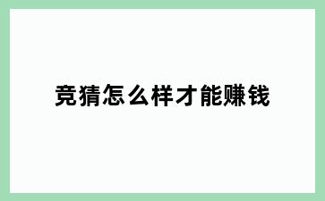 竞猜怎么样才能赚钱