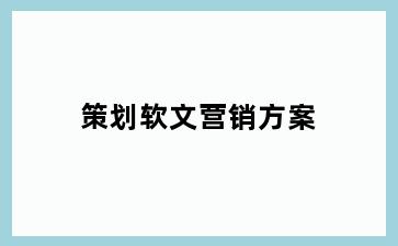 策划软文营销方案
