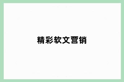 精彩软文营销