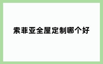 索菲亚全屋定制哪个好
