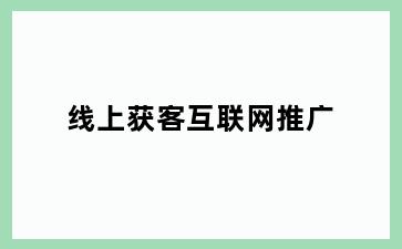 线上获客互联网推广