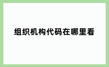 组织机构代码在哪里看