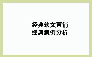 经典软文营销经典案例分析