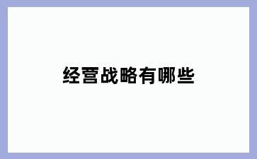 经营战略有哪些