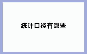 统计口径有哪些