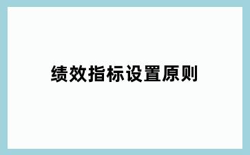 绩效指标设置原则