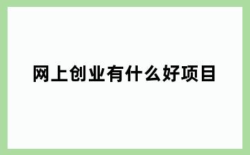 网上创业有什么好项目