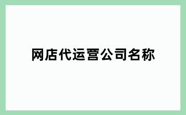网店代运营公司名称