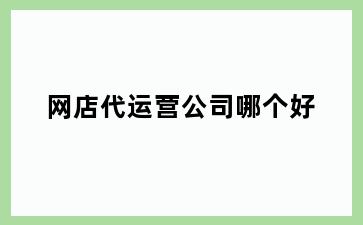 网店代运营公司哪个好