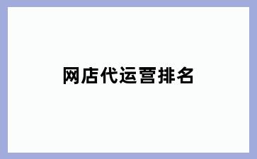 网店代运营排名