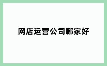 网店运营公司哪家好