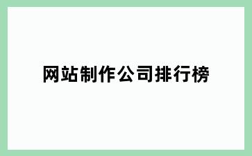 网站制作公司排行榜
