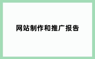 网站制作和推广报告