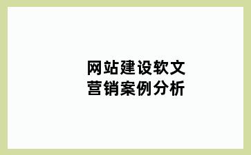 网站建设软文营销案例分析