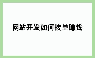 网站开发如何接单赚钱
