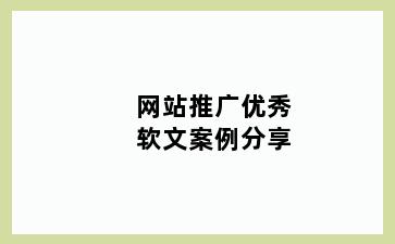 网站推广优秀软文案例分享