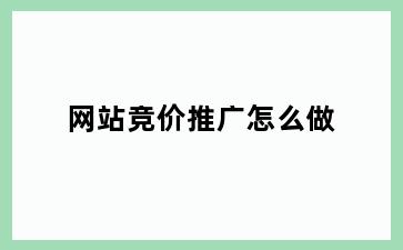 网站竞价推广怎么做