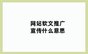 网站软文推广宣传什么意思