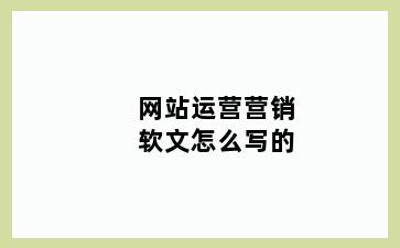 网站运营营销软文怎么写的