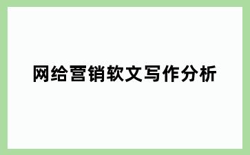 网给营销软文写作分析