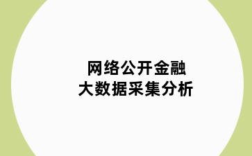 网络公开金融大数据采集分析