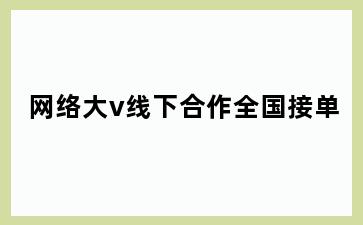 网络大v线下合作全国接单