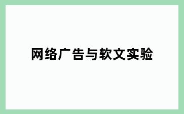 网络广告与软文实验