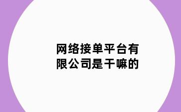 网络接单平台有限公司是干嘛的