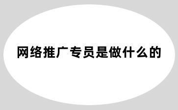 网络推广专员是做什么的