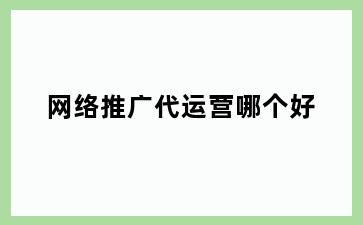 网络推广代运营哪个好