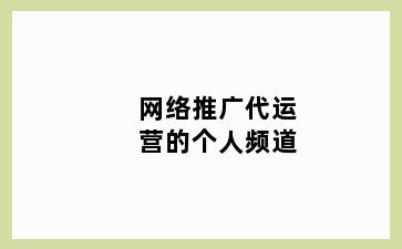 网络推广代运营的个人频道