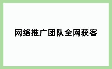 网络推广团队全网获客